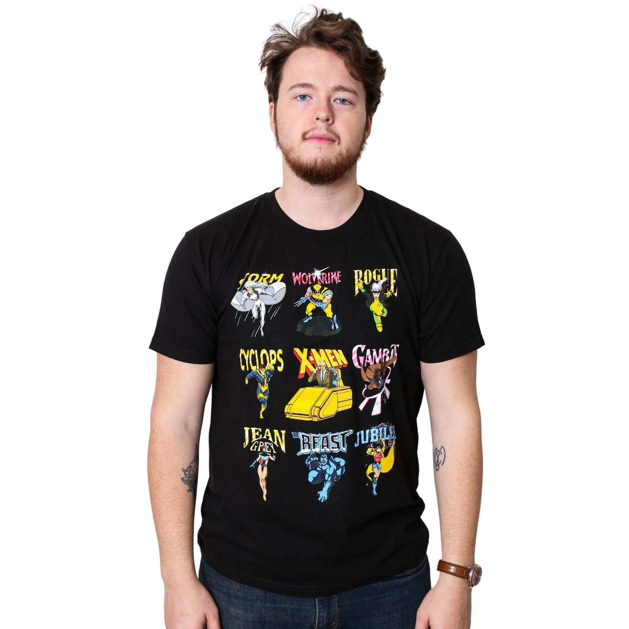 X-Men 90's Animated Series Group Marvel Comics Adult T Shirt - Image 3