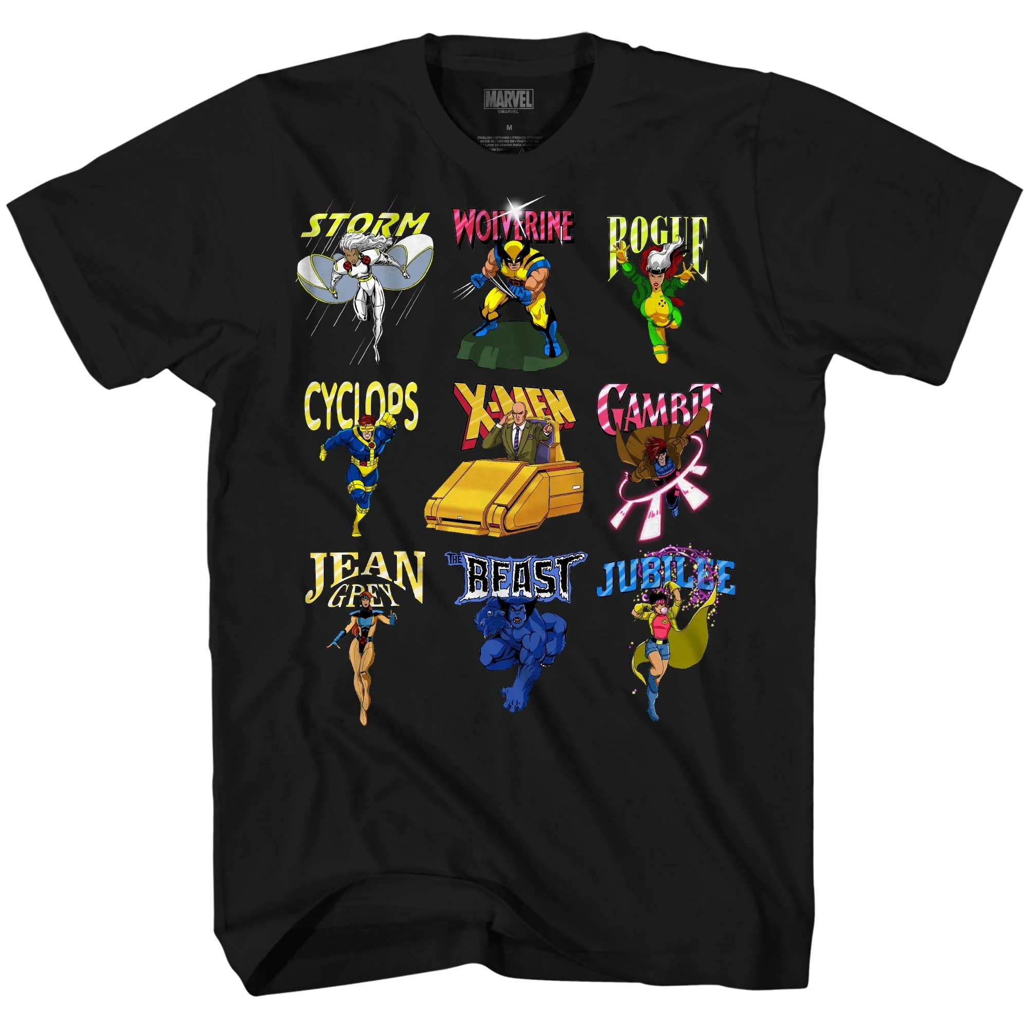 X-Men 90's Animated Series Group Marvel Comics Adult T Shirt - Image 1