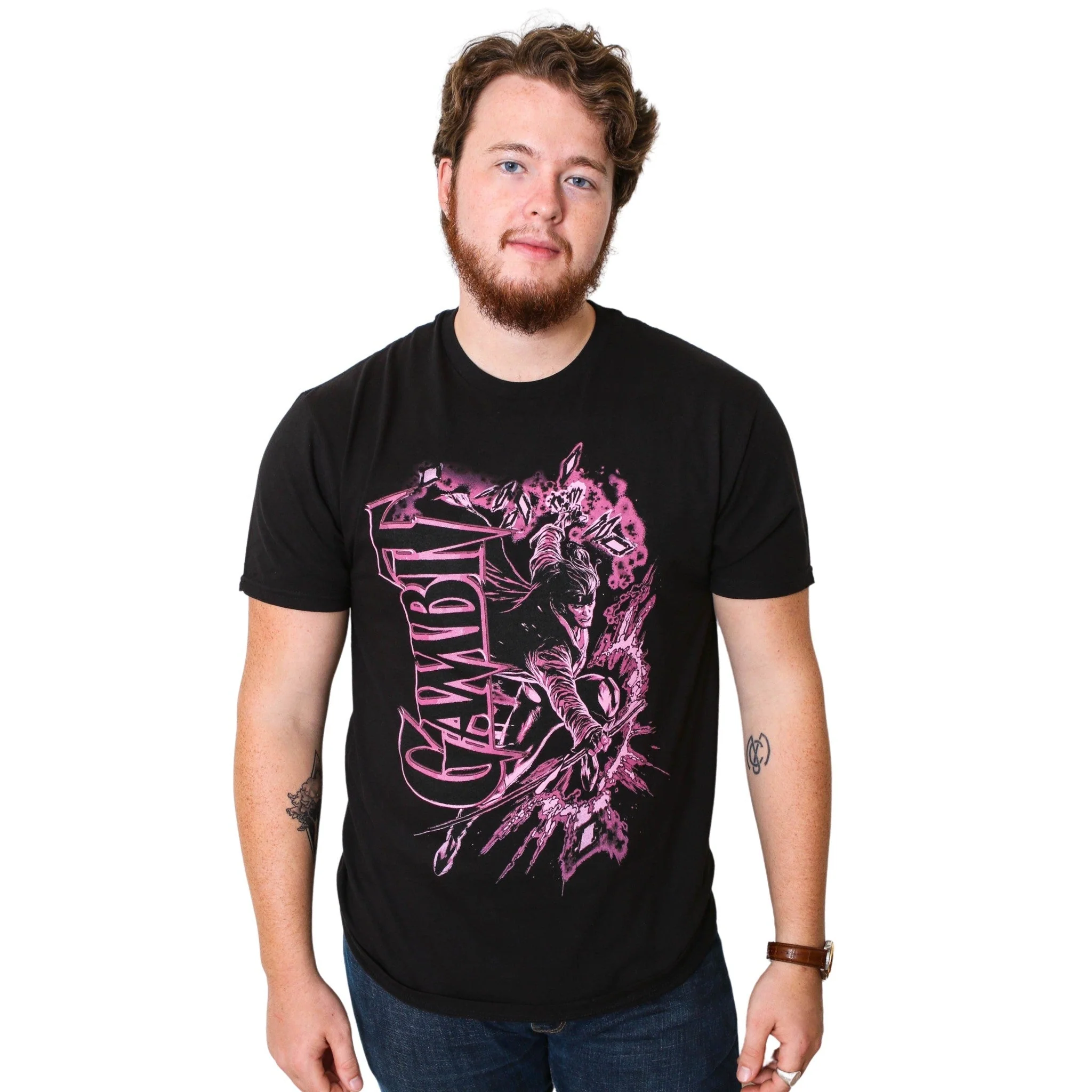 X-Men Gambit Glow Marvel Comics Adult T-Shirt - Image 1