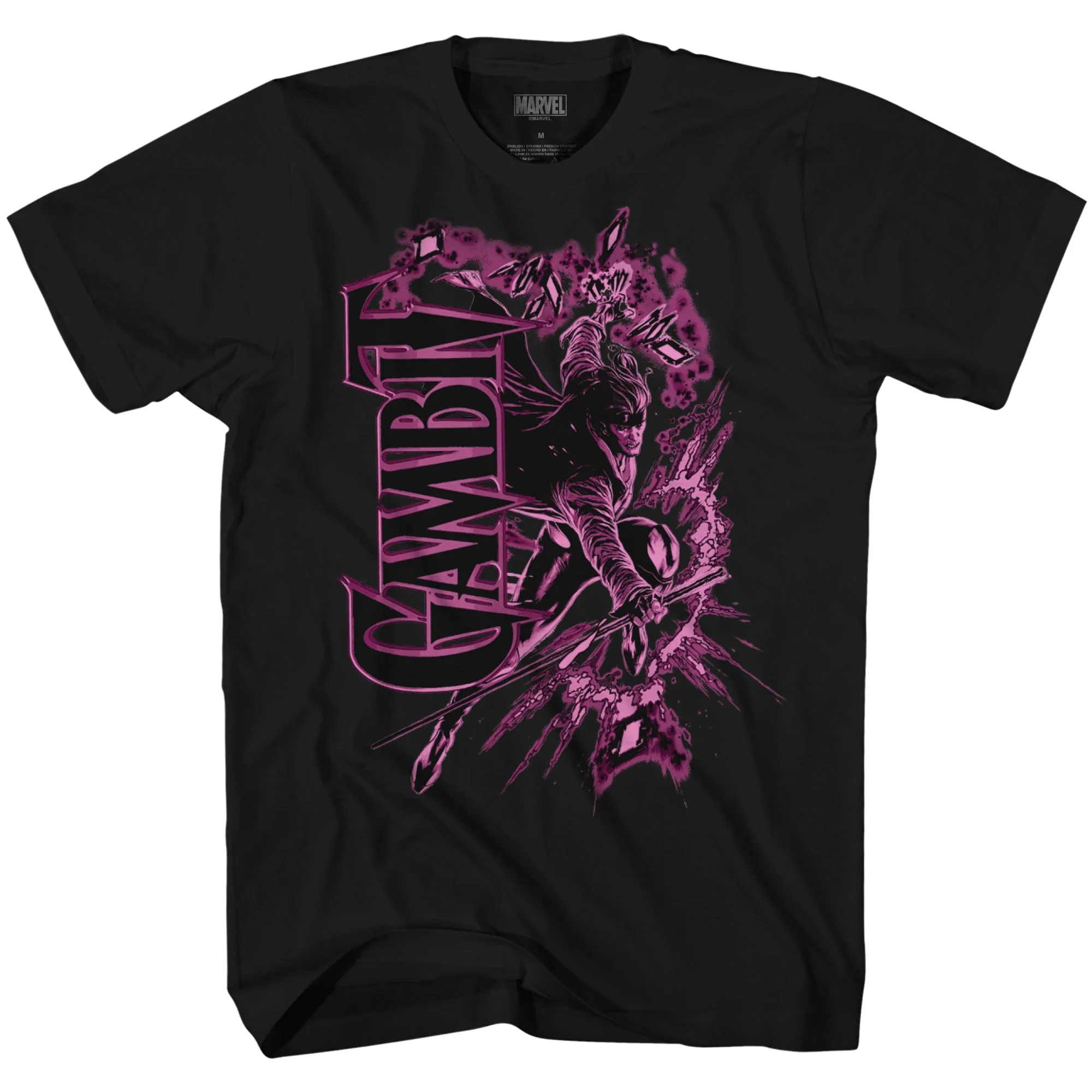 X-Men Gambit Glow Marvel Comics Adult T-Shirt - Image 2