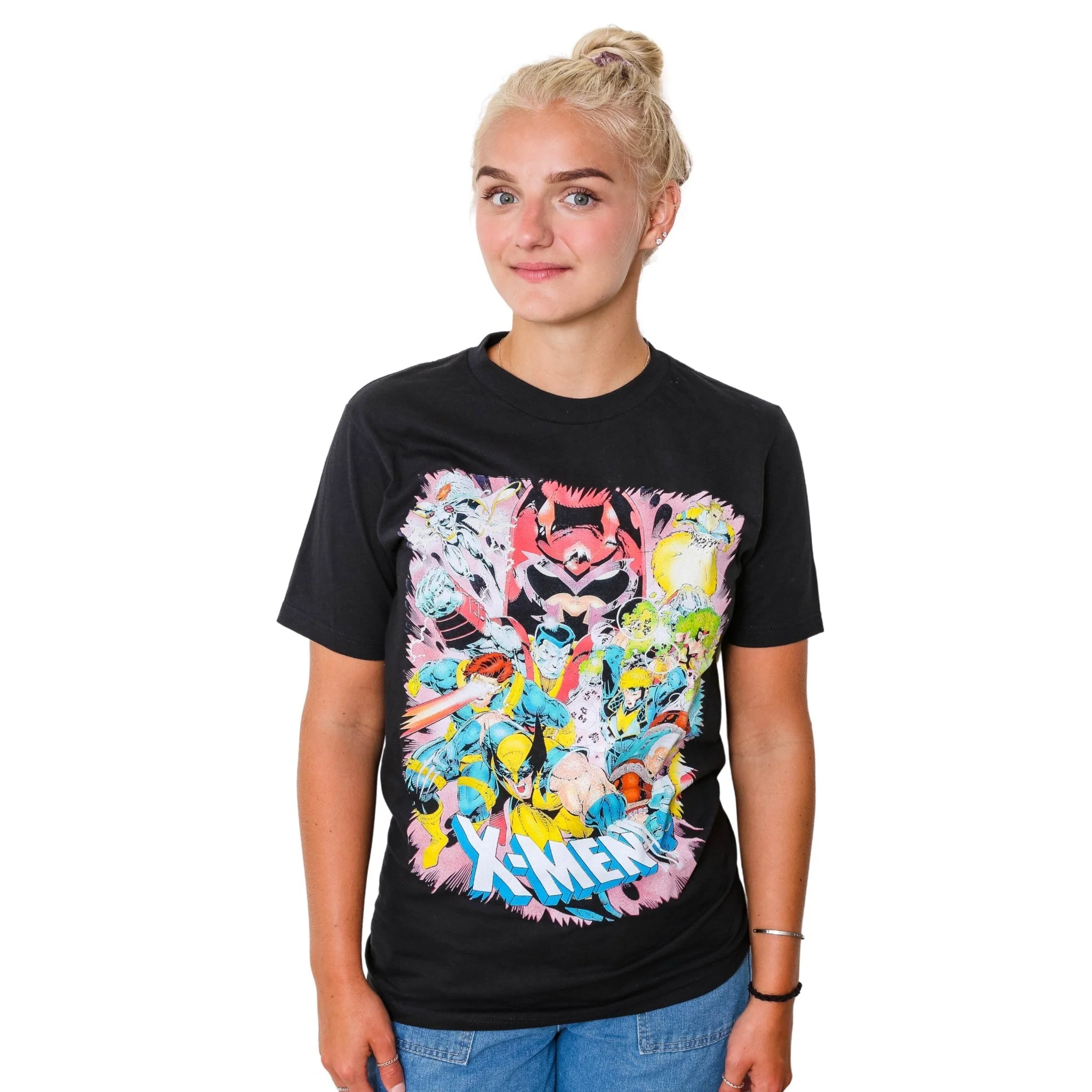 X-Men Jump Out Team 90's Marvel Comics Adult T Shirt - Image 3