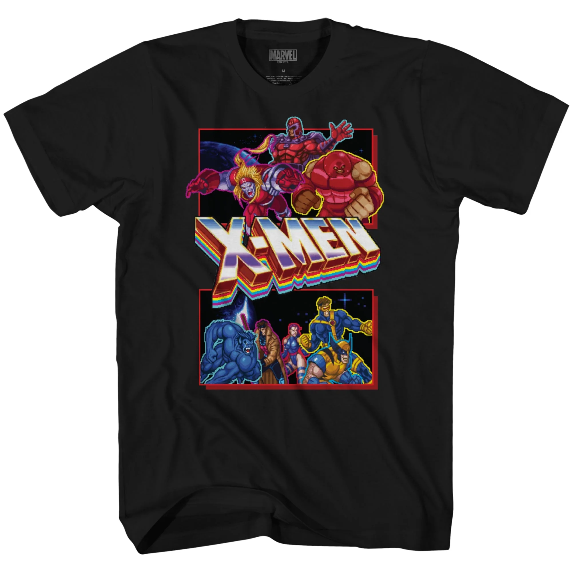X-Men Retro Arcade Heroes Vs Villains Marvel Comics Adult T-Shirt - Image 3