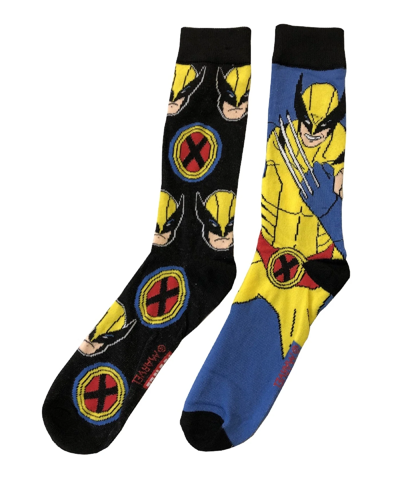 X-Men Wolverine Standing Character With Symbols 2-Pack Crew Socks - Image 1