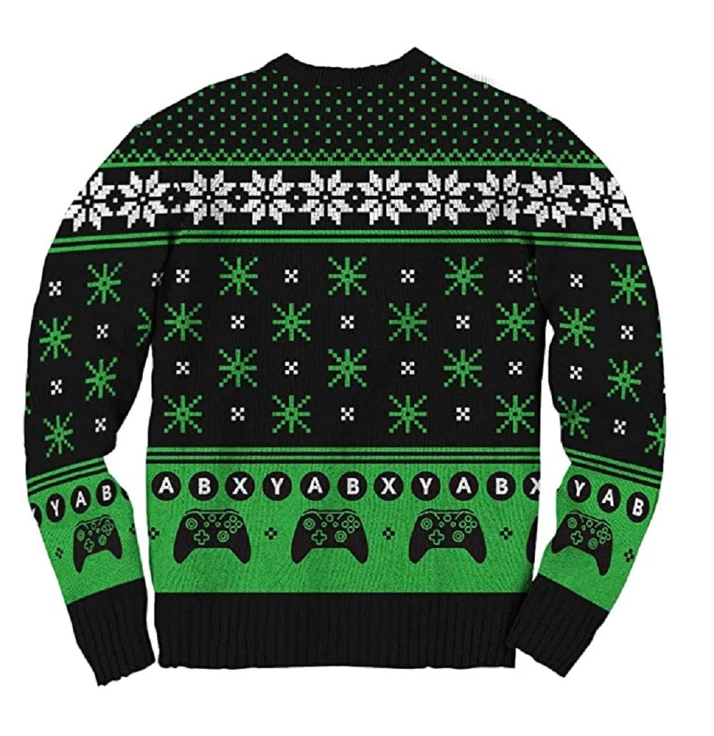 Xbox Logo Pattern Gamer Offcially Licesned Adult Ugly Fleece Sweater - Image 2