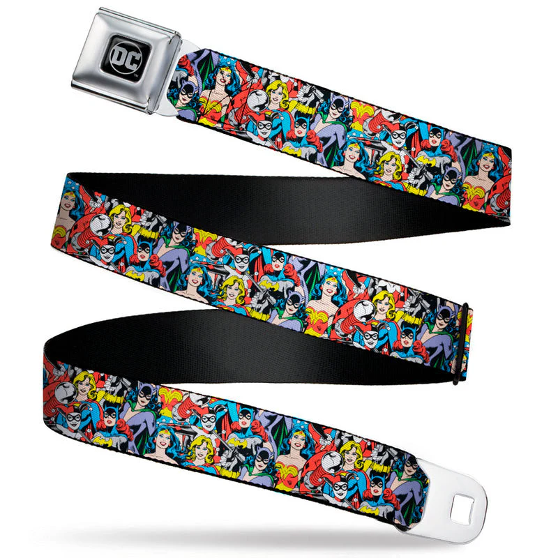 DC Universe Superhero And Villains Collage Full Color Seatbelt Belt